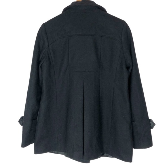 Express Women’s Black Rectangular Wool Blend Winter Cold Weather Preppy Pea Coat - Picture 10 of 16